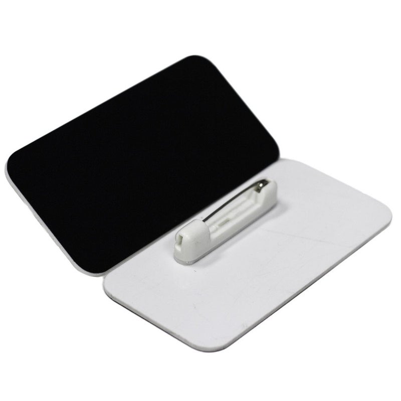 All Quality Name Tag/Badge Blanks - 25 Pack - Brushed Silver 1-1/2" X 3", Round Corners, Pin - Image 1